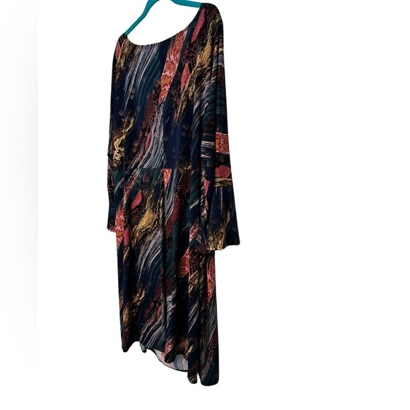 Signature by Robbie Bee Multicolor w Gold Tie Knot Dress Bell Sleeves Si… - Picture 11 of 17